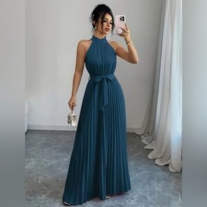 Elegant Teal Halter Maxi Dress-Only tried on once